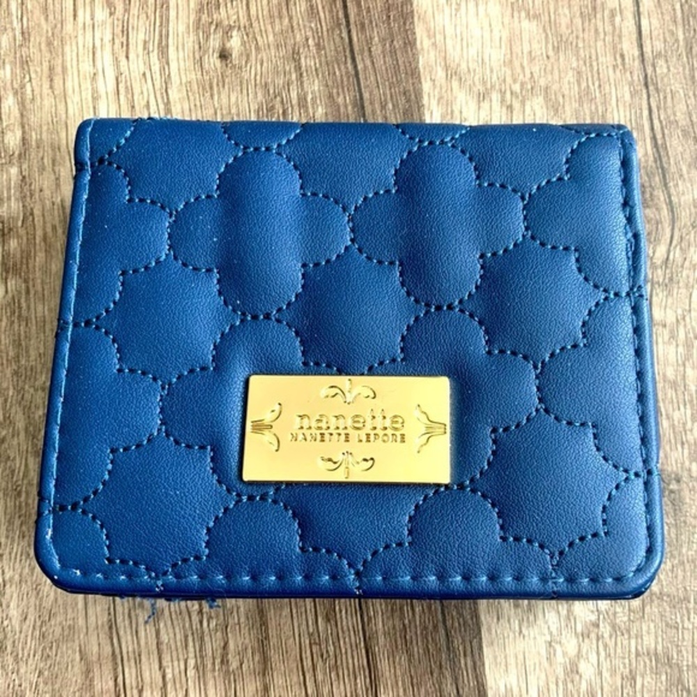 Nanette Lepore small blue quilted‎ wallet bifold